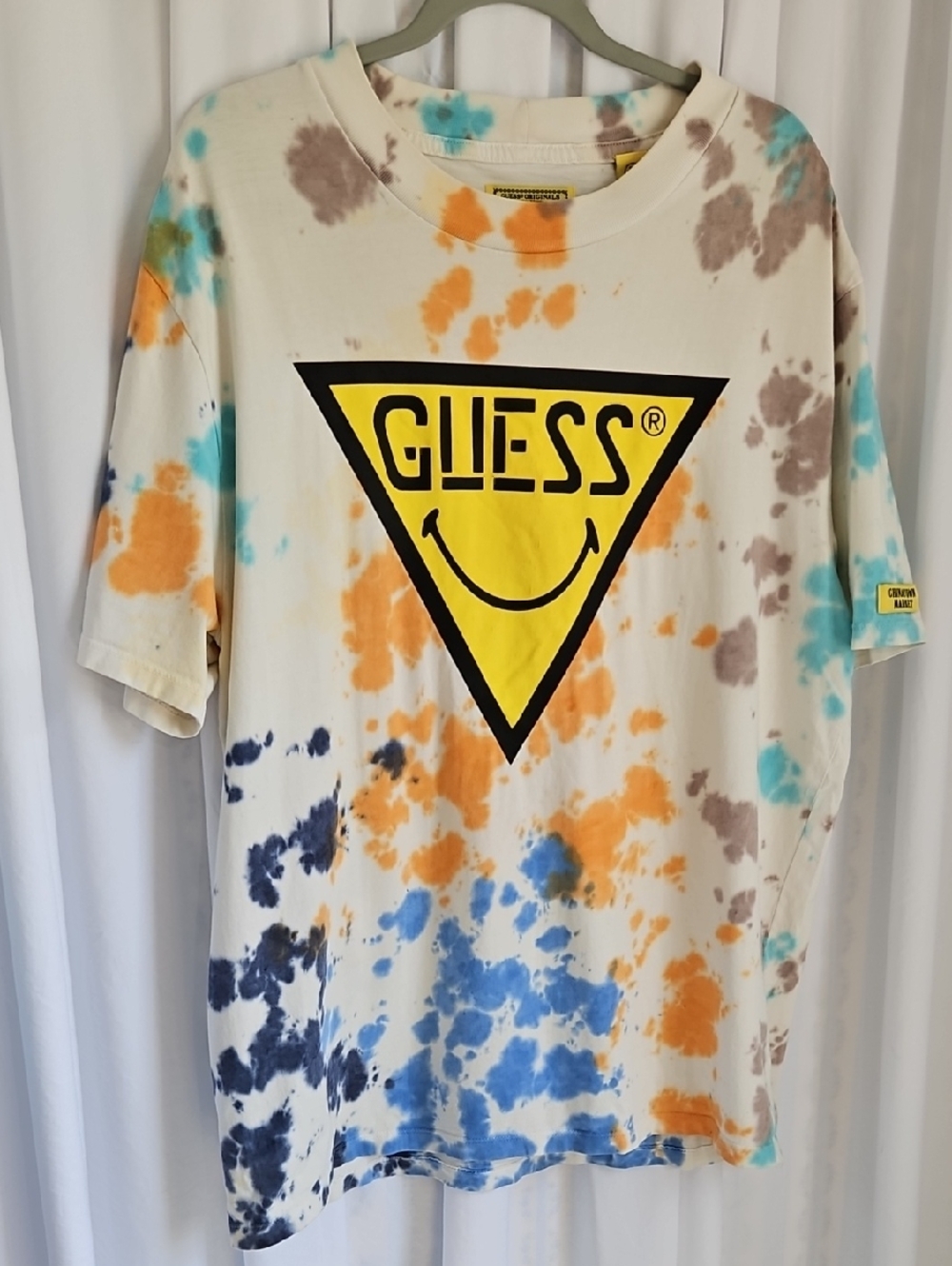 Guess Originals x Chinatown Market Smiley Face Tie-Dye T-Shirt - Size Large